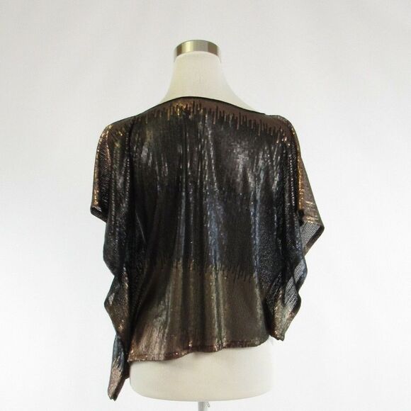 Light brown black VINCE CAMUTO sequin blouse XS - Picture 7 of 8